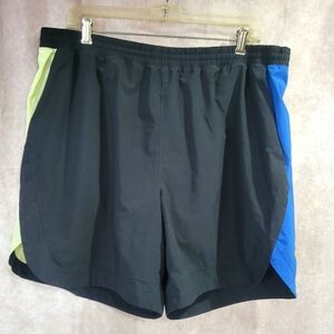 Men's Peloton Black and Blue Athletic Shorts with Moisture-Wicking Fabric